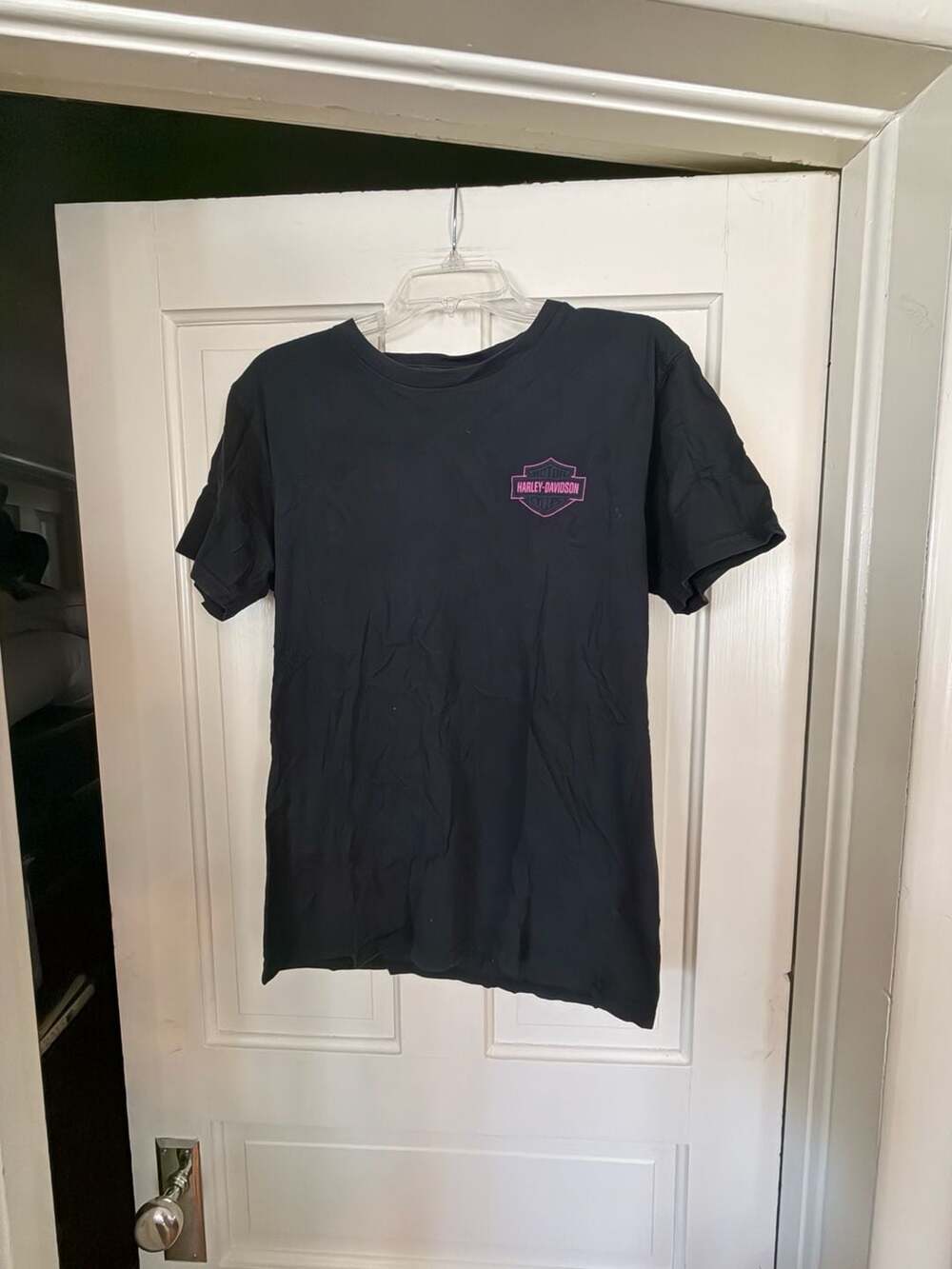 Harley-Davidson Black T-Shirt With Pink Shield Logo And Back Print Size S